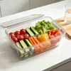 Caja de Conservación Fresca de Plástico con Tapa para Alimentos de Frutas y Verduras Caja de Almacenamiento de Alimentos PET Caja Transparente de Conservación Fresca Caja de Almacenamiento de Cocina
