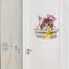 Zn3269C Banheira de Desenho Animado Pato Amarelo Toalha de Banho Fofa Gato Adesivo de Parede Autoadesivo Decoração para Quarto Infantil Banheiro