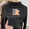 Camiseta térmica de forro polar para niña, cuello semi-alto, Otoño Invierno, Ropa interior cálida para niños, Top elegante para niña con cuello con volantes