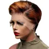 Peluca Corta Amazon Peluca Europea y Americana Moda Femenina Cabello Corto Liso Teñido Encaje Frontal Cubierta de Cabello de Fibra Química