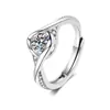 Celebridad de Internet Anillo Más Vendido Coreano Circonita Brillante Beso de Ángel Simple Abierto Ajustable para Novia