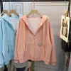 Cardigan Jacket Otoño 2025 de Chenilla con Spandex, Cuello Polo, Estilo Elegante, Manga Larga, Color Verde Menta con Capucha y Cremallera