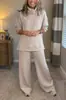 Conjunto de Dos Piezas para Mujer 2025 Europeo y Americano Transfronterizo Nuevo Otoño e Invierno Sudadera Color Sólido Cuello Alto Top Casual Elegante para el Trabajo