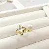 Anillo popular nuevo 2023 personalizado chapado en oro incrustado con perlas naturales de agua dulce anillo de apertura de moda al por mayor
