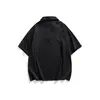 Yidao Vintage 2026 Verano Nueva Marca de Moda Patchwork Desconstruido Manga Corta para Hombre Estilo Japonés Holgada Versátil Camiseta con Cuello de Solapa