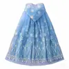 Capa Azul Elsa Transfronteriza Capa Brillante Disfraz Navideño Infantil Luz LED Princesa con Capucha Anna Capa