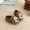 Zapatos Birkenstock para Niños Primavera y Otoño Nuevo Estilo Perro de Dibujos Animados Mocasines para Niños Zapatos Pequeños de Cuero Suela Suave Niños Pequeños y Niños Pequeños Zapatos de Un Solo Color con Lazo