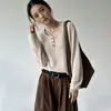 Chegada Nova Outono 2026 Estilo Coreano Solto Casual Gola Redonda Suéter de Tricô Vazado para Mulheres, Suéter de Algodão Liso MMHT