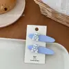 Pinza para el pelo azul linda de cachorro y oso de celebridad de internet estilo coreano, Pinza para flequillo, Pinza lateral dulce versátil de dibujos animados con diamantes de imitación para niñas