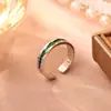 Anillos de Pareja Ajustables de Moda de Lujo Ligero Color Verde Menta con Diseño de Nicho, Sensación de Alta Gama, Anillos Abiertos Ajustables Simples