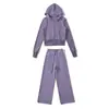 Traje Deportivo Casual para Chica Atractiva Otoño Sudadera con Capucha y Cremallera Ajustada Corta Chaqueta Pantalones Deportivos Rectos de Cintura Alta para Mujer