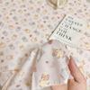 Tela de algodón con estampado digital de oso de postre y flores, ideal para ropa de mujer, vestidos, pantalones cortos tipo mosquito y pijamas infantiles. Manualidades.