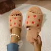 Pantuflas de algodón para casa con forma de corazón, de suela blanda y punta abierta, transfronterizas, felpa engrosada antideslizante para otoño e invierno, pantuflas de algodón simples para el suelo