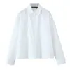 Comercio Exterior Transfronterizo Primavera y Otoño Moda Femenina Europea y Americana Nueva Solapa Commuter Versátil Color Sólido Popelina Manga Larga Holgada Camisa