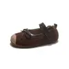 Otoño 2026 Nuevos Zapatos de Cuero para Niños Estilo Bosque Retro Moño Gamuza Poco Profundos Estilo Ballet Zapatos de Princesa para Niñas