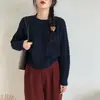 Suéter Pulôver de Tricô Pesado Estilo Coreano com Gola Redonda e Ponto Trançado para Mulheres Solto Novo Estilo Outono/Inverno 2026 Blusa Suéter Peça de Roupa para Usar por Cima
