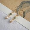 Pendientes de perlas de frijol mungo con clip para las orejas, estilo antiguo chino original, accesorios Hanfu, Cheongsam, primavera china, gancho para las orejas para mujer