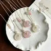 Collar con colgante de ágata de hielo de alta calidad, colgante de calcedonia con cordón tejido, collar con colgante de princesa rosa, cadena para la clavícula de ágata lichi