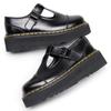 Sin Rozaduras en los Pies = Zapatos de Cuero Pequeños Tipo Mary Jane en Forma de T Ligeros de Suela Gruesa para Mujer Botines Cortos Martin Casuales de Cuero Genuino para Oficina Estudiante Transfronterizos