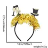 Decoração de Ano Novo 2027 Faixa de Cabelo Preto e Dourado Tema de Ano Novo Atmosfera de Festa Adereços para Fotos Caixa de Presente Faixa Colorida de Letras