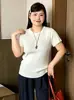 Top de punto básico de manga corta, redondo, versátil, para mujer talla grande, colección otoño 2026, estilo holgado y casual para figuras más voluminosas