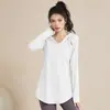 Blusas Esportivas Soltas de Secagem Rápida para Mulheres, Outono e Inverno Manga Longa t Roupas Fitness, Efeito Emagrecedor Cobre o Bumbum Tamanho Grande Roupas de Yoga