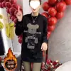 Vestido sudadera de otoño e invierno talla grande 100 kg para mujer, de longitud media, holgado, con forro polar y engrosamiento para cubrir la barriga y crear un efecto adelgazante