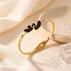 Pulseira de aço titânio best-seller transfronteiriça para mulheres, duas peças, totalmente cravejada com diamantes, apresentando design de cisne branco e fada, joia de mão primorosamente trabalhada
