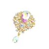 Explosões Europeias e Americanas Transfronteiriças Retrô Alta Qualidade Cravejada de Diamantes Vermelho Branco Roxo Verde Cristal Broche Corsage Feminino Joias