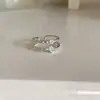 Anel de Zircônia de Camada Dupla para Mulheres, Abertura Ajustável, Nicho de Alto Padrão, Luxo Acessível, Versátil, Nova Joia de Mão 2025