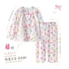 Pijama para niñas, colección primavera y otoño, de manga larga, con estampado de nubes, algodón fino, nuevo estilo de otoño, para niñas de talla mediana y grande, ropa de estar por casa moderna