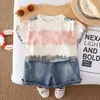 Conjunto de Manga Corta para Niños Verano 2026 Nuevo Estilo Japonés de Moda para Niños Pequeños y Medianos Ropa de Verano Estilo Tie-Dye Delgado Conjunto de Dos Piezas Moderno