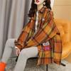Camisa de Cuadros Gruesa de Invierno para Mujer 2026 Nuevo Estilo Europeo y Americano Moda Juvenil con Cuello de Solapa