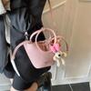 Bolsa Cesta de Verduras de Gran Capacidad Simple Elegante Estilo Coreano para Mujer 2025 Nueva Moda Bolso Tote Portátil de Cuero Suave Bolso Cubo