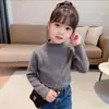 Ropa interior para niños de doble cara DeRong Primavera Otoño Invierno Estilo Delgado Niña Bebé Color Sólido Cuello Semi Alto Niños Pequeños Medianos Camiseta de Manga Larga