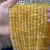 Cuentas Sueltas de Cristal Natural, Cuentas Sueltas de Cristal Amarillo, Cuentas Redondas de Cristal Dorado, Accesorios para Pulseras, Joyería DIY, Venta al por Mayor Caliente en Transmisiones en Vivo