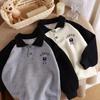 Suéter de Manga Larga POLO Nuevo de Primavera y Otoño Guapo Sencillo Costuras Moderno para Niños Estilo Occidental Top Suéter para Niños Hombres