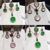 Juego de Calcedonia Congelada Plateada Ágata Azul Cielo Aretes Pulsera Vestido de Noche Jade Joyería de Cuatro Piezas