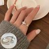 Anillo Corazón Geométrico Textura Martillada para Mujer, Diseño Moderno y Único, Anillo Abierto Nicho de Borde Ancho, Anillo Hip-Hop para Dedo Índice