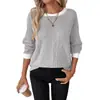 En Stock 2026 Transfronterizo Amazon Nuevo Otoño e Invierno Cuello Redondo Manga Larga Color Sólido Canalé Versátil Suéter de Punto