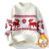 Transfronteiriço 2025 Inverno Novo Veludo Engrossado Veado de Natal Tricô Tricô Masculino Camisa Básica Pulôver Top