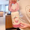 Caneca Infantil Criativa de Aço Inoxidável 316 para Duas Bebidas Desenho Animado Chifre Copo com Canudo Portátil Presente para Carro Venda por Atacado