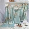 Conjunto de Dos Piezas para Mujer de Tirantes, Bata con Lazo y Camisón, Ropa de Casa, Conjunto de Pijama Fino de Longitud Media, Versátil