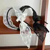 Nuevo Pañuelo de Seda con Encaje, Lazo y Cinta, Diadema de Ala Ancha para Mujer, Flores Bordadas Francesas, Accesorios para el Cabello de Uso Diario