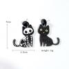 Brincos de Halloween Transfronteiriços Europeus e Americanos de Acrílico Escuro Ossos de Animais de Terror Ossos Brancos Olhos Verdes Brincos de Gato Preto para Mulheres