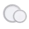 Plato de Cena de Encaje Bronce Rosa Hueco Desechable PS Plástico Duro Vajilla Plato Blanco Actividades de Comercio Exterior Transfronterizo Cena