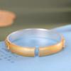 Produto Autêntico de Prata: Pulseira Flor de Peônia Enriquecida com Ouro Método Antigo Prata Pura 999.9, Nova Moda Estilo Chinês Pulseira Aberta de Luxo Leve