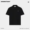 Camisa Polo Masculina Zoewatson Resistente Bordada Tridimensionalmente, Luxo Leve, Cor Sólida Simples, Top Casual Básico de Manga Curta