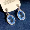 Aretes Ovalados Estilo Francés Azul Marino Claro con Diamantes, Diseño Fresco y Minimalista, Aretes de Diseño de Nicho para Mujer