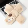 Cachecol Gola de Pelúcia Flor Pequena Fofa para Mulheres Inverno à Prova de Frio Espessado Quente Proteção para o Pescoço Cachecol Pequeno Imitação de Pelo de Coelho Rex Cruzado